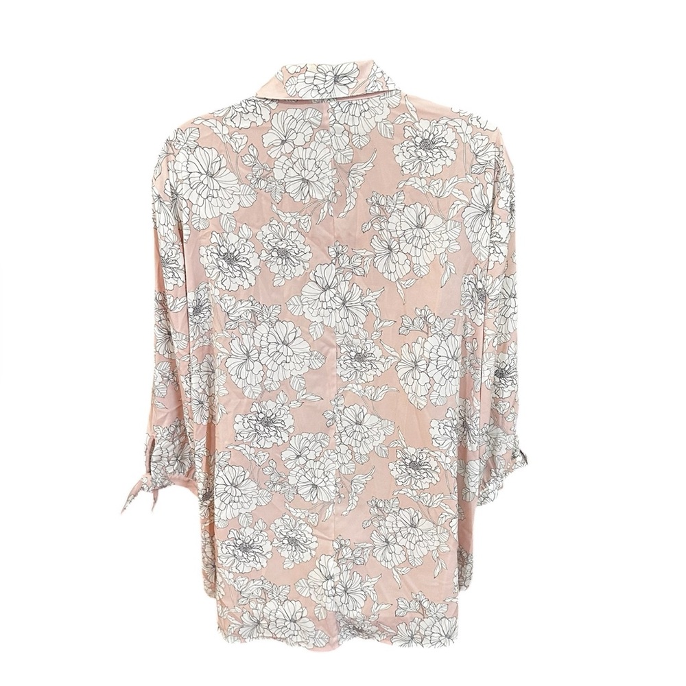 Catherine's Plus Size Pink Floral Button Front Tunic Top - Picture 6 of 8